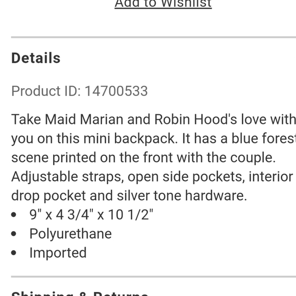 NWT Loungefly Robin Hood Mini Backpack - Picture 5 of 12